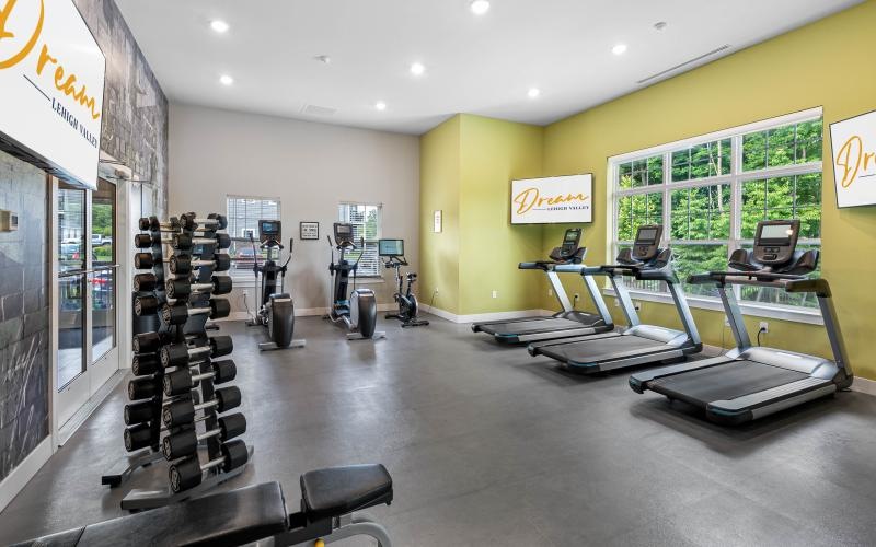 a gym with treadmills